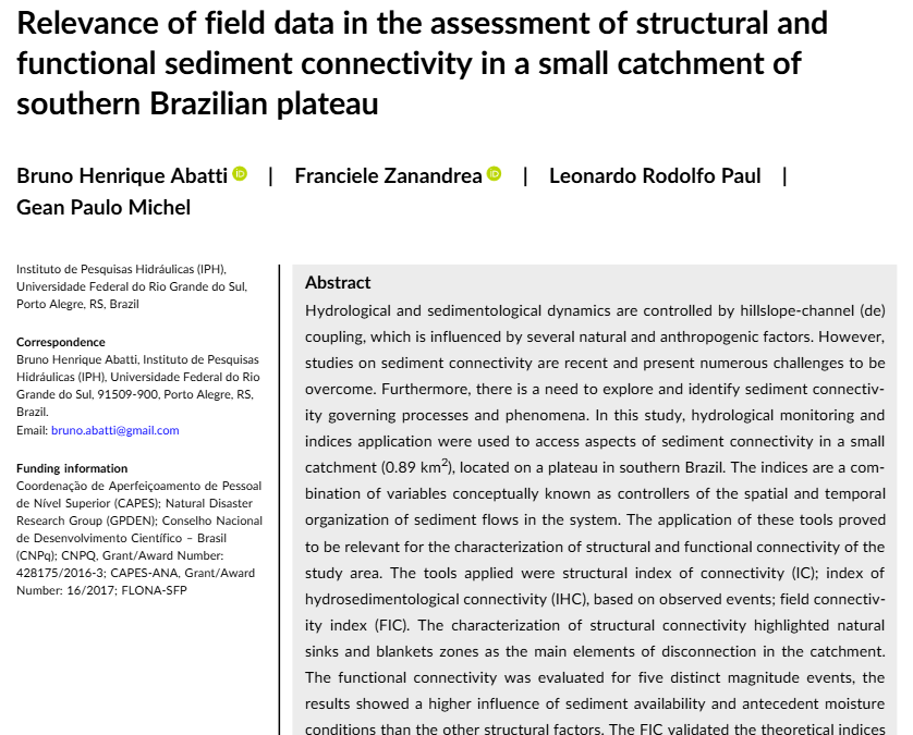 Figura da publicação: Relevance of field data in the assessment of structural and functional sediment connectivity