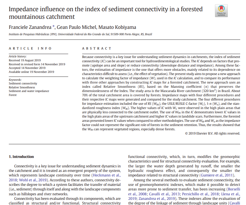 Figura da publicação: Impedance influence on the index of sediment connectivity